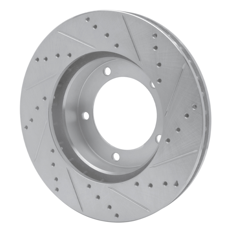 Lexus LX470 Brake Rotor (1) - Front Left - R1 Concepts - Drilled & Slotted - Silver - `98-`07